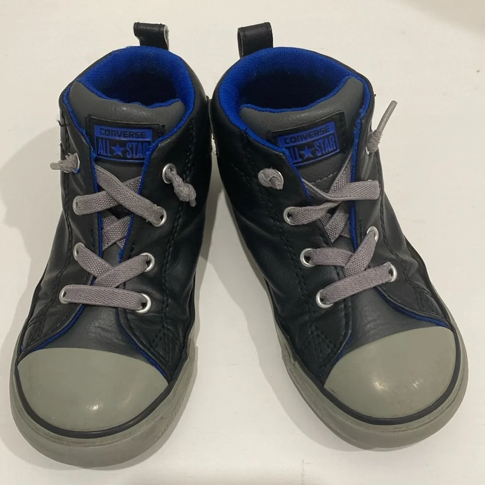 Converse All Star Hi Top Sneakers, Black/Gray, Leather, US Size 10